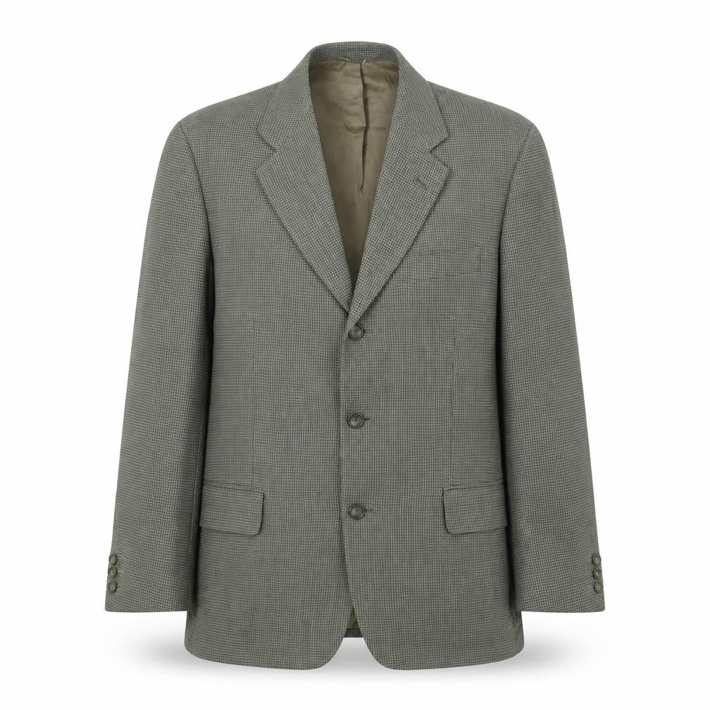 Front view of Marks & Spencer men’s green cotton jacket suit jacket, size M, regular