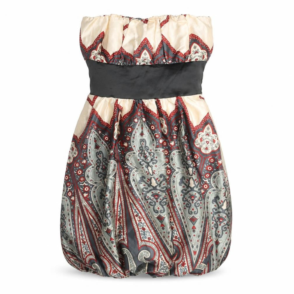 New Look Womens Multicoloured Geometric Polyester A-Line Size XS Off the Shoulder Zip