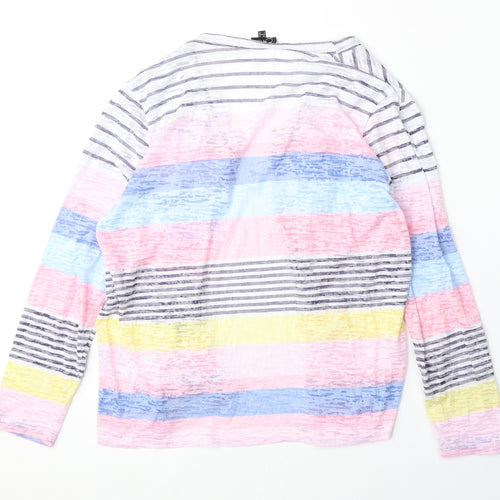 Eureco Womens Multicoloured Striped Cotton Kimono Blouse Size 16 V-Neck