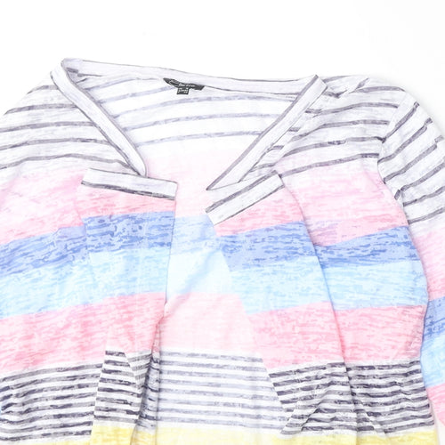 Eureco Womens Multicoloured Striped Cotton Kimono Blouse Size 16 V-Neck