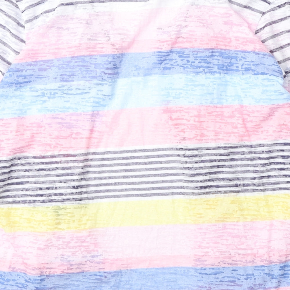 Eureco Womens Multicoloured Striped Cotton Kimono Blouse Size 16 V-Neck