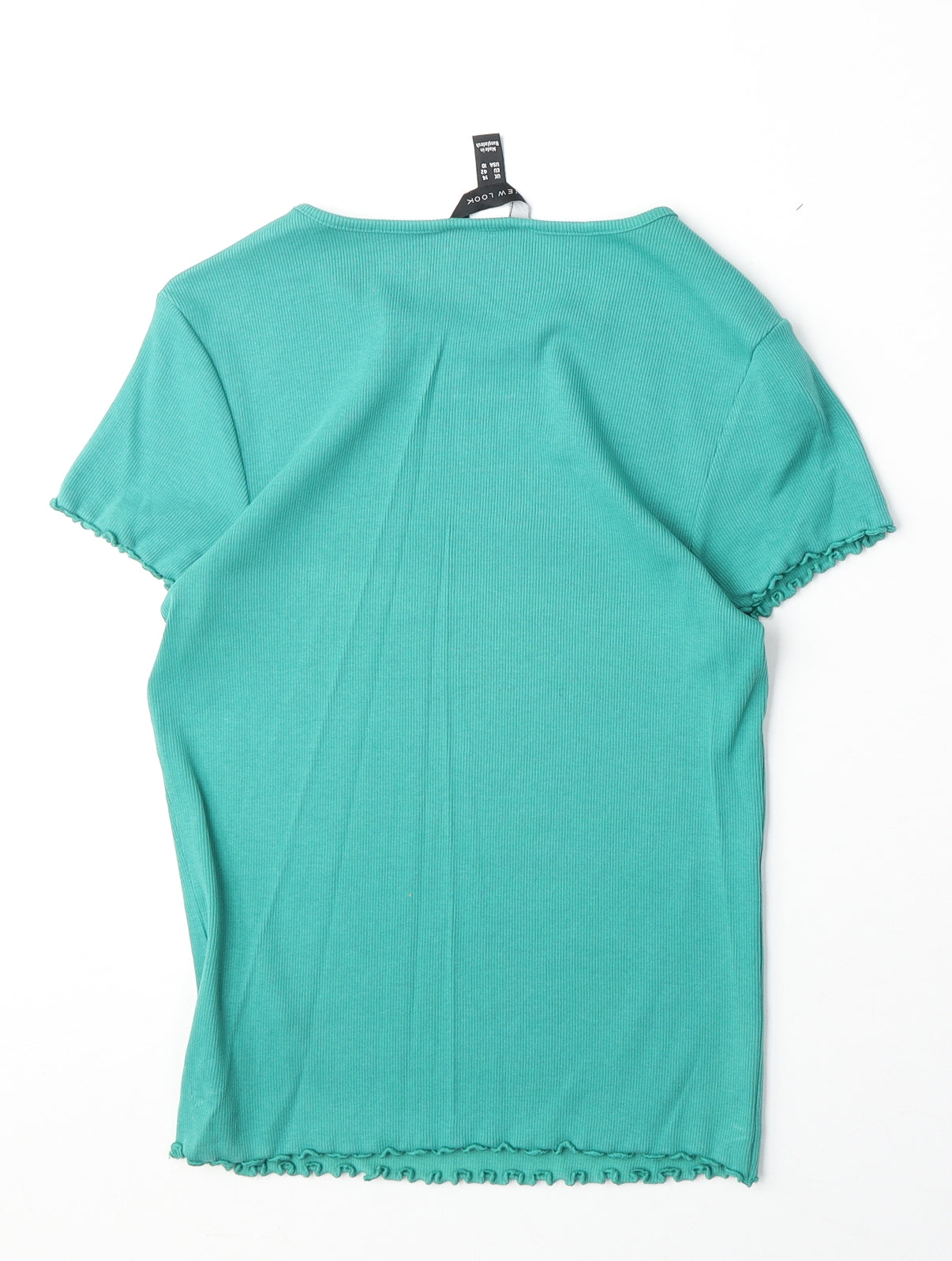 New Look Womens Green Cotton Basic T-Shirt Size 14 Round Neck