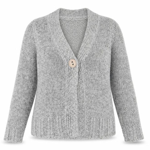 BHS Womens Grey V-Neck Acrylic Cardigan Jumper Size 10