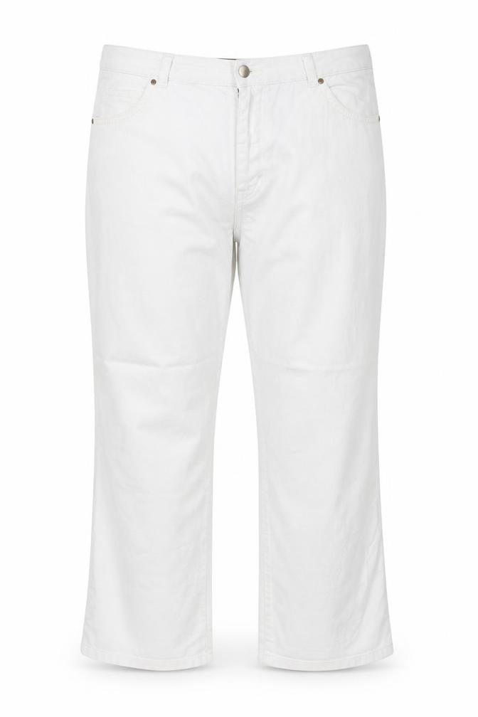 Front view of Raphaela women’s blue cotton trousers, size UK 20, regular zip