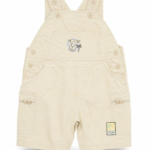 George Boys Beige 100% Cotton Dungaree One-Piece Size 6-9 Months Buckle