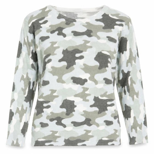 Marks and Spencer Womens Green Boat Neck Camouflage Acrylic Pullover Jumper Size 10