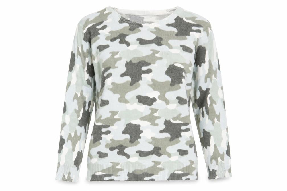 Marks and Spencer Womens Green Boat Neck Camouflage Acrylic Pullover Jumper Size 10