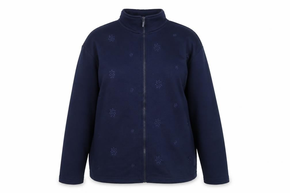 Front view of Donna Lewis women’s blue jacket, size L, zip