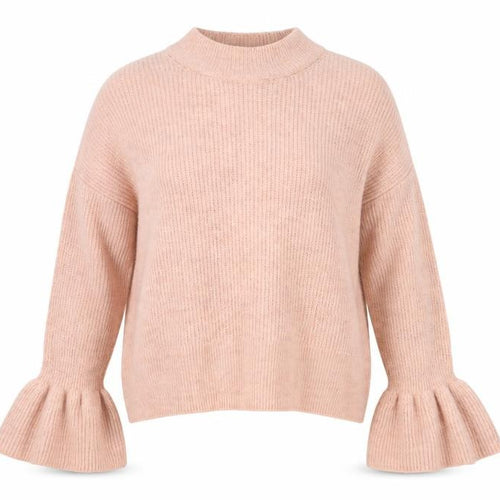 Marks and Spencer Womens Pink Mock Neck Acrylic Pullover Jumper Size M - Flute Sleeve