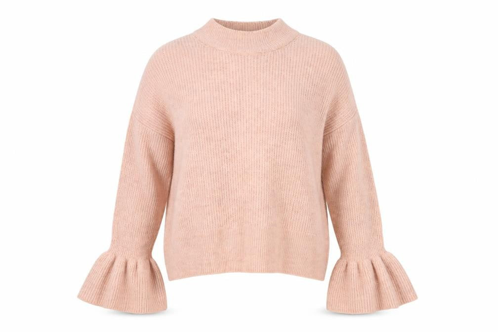 Marks and Spencer Womens Pink Mock Neck Acrylic Pullover Jumper Size M - Flute Sleeve