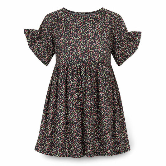 Front view of In the Style women’s black floral polyester a-line, size UK 8, round neck pullover