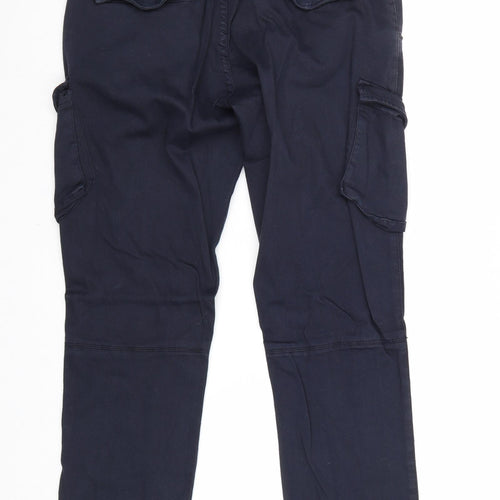 XRAY Mens Blue Cotton Cargo Trousers Size 30 in Regular Zip