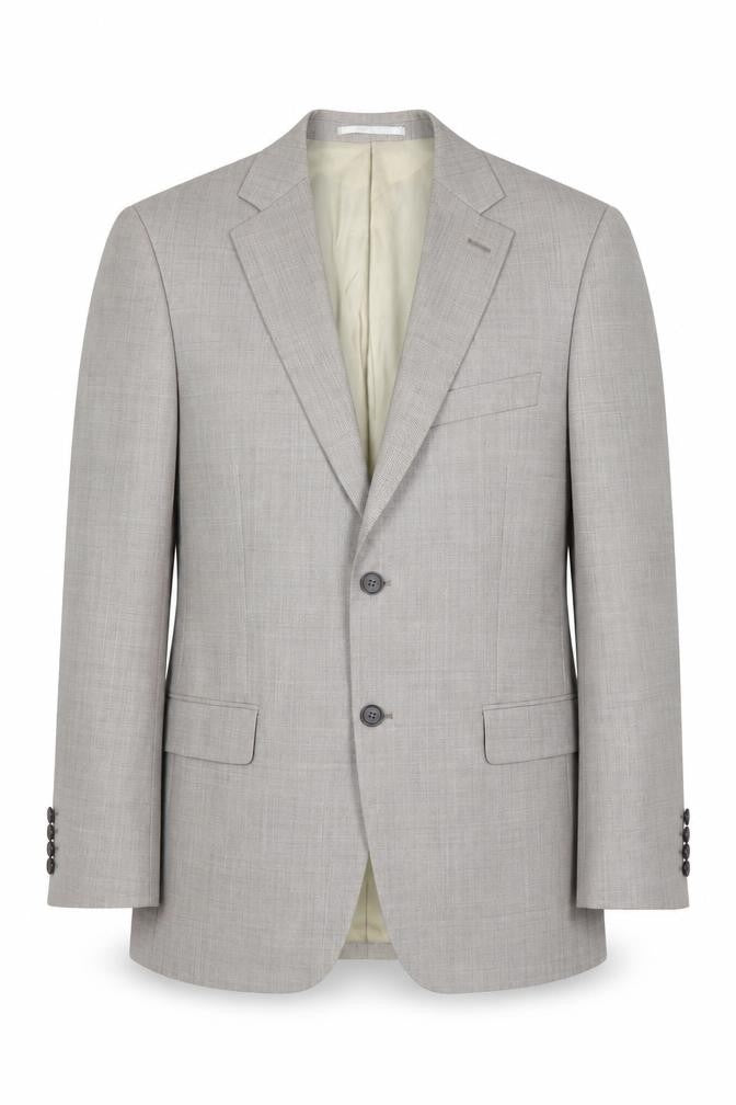 Front view of Marks & Spencer men’s grey polyester jacket suit jacket, size 38, regular