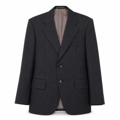 Preworn Mens Black Striped Wool Jacket Suit Jacket Size 40 Regular