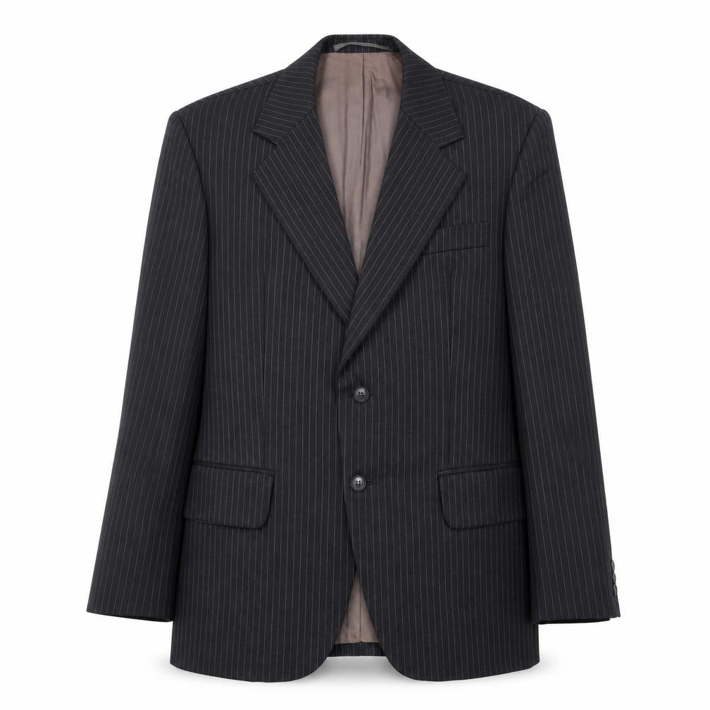 Preworn Mens Black Striped Wool Jacket Suit Jacket Size 40 Regular