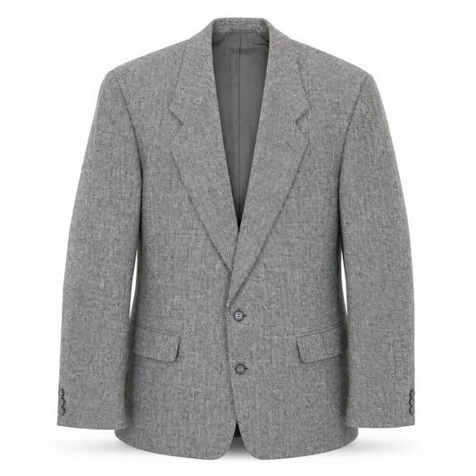 Front view of Moorcroft men’s grey polyester jacket blazer, size 42, regular