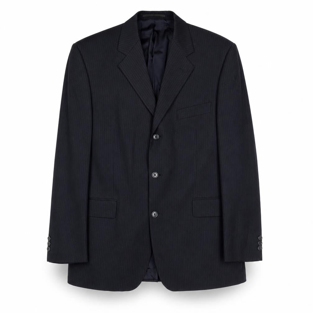 Burton Mens Blue Striped Wool Jacket Suit Jacket Size 42 Regular