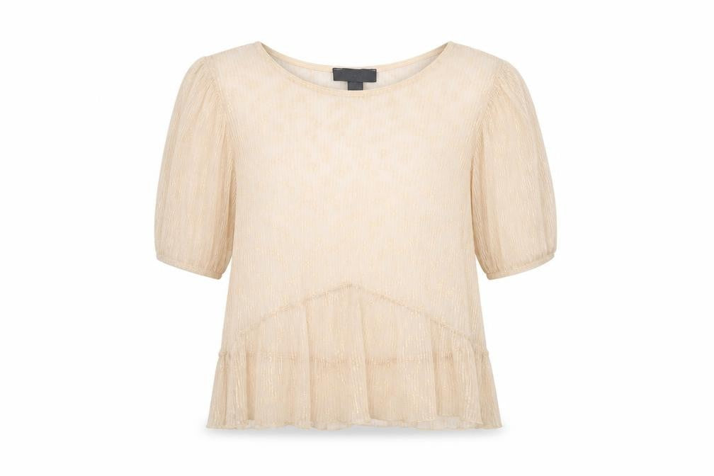 Front view of Primark women’s pink geometric polyester basic blouse, size S, round neck