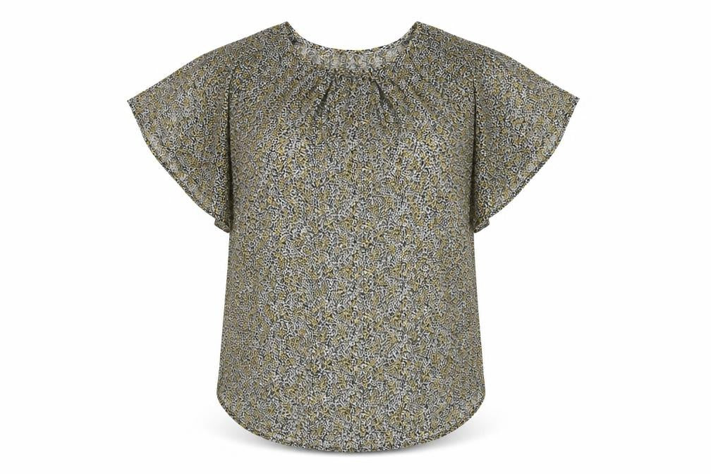 Front view of Next women’s black geometric polyester basic blouse, size UK 12, round neck