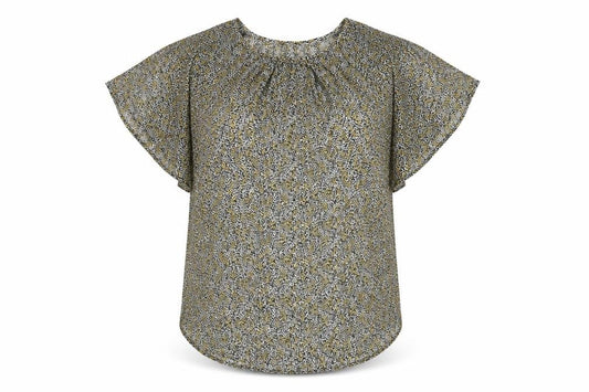 Front view of Next women’s black geometric polyester basic blouse, size UK 12, round neck