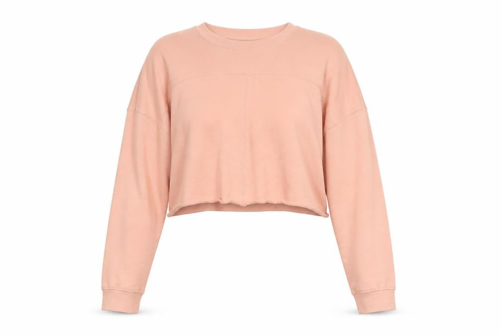 Front view of Missguided women’s pink polyester pullover sweatshirt, size UK 8, pullover