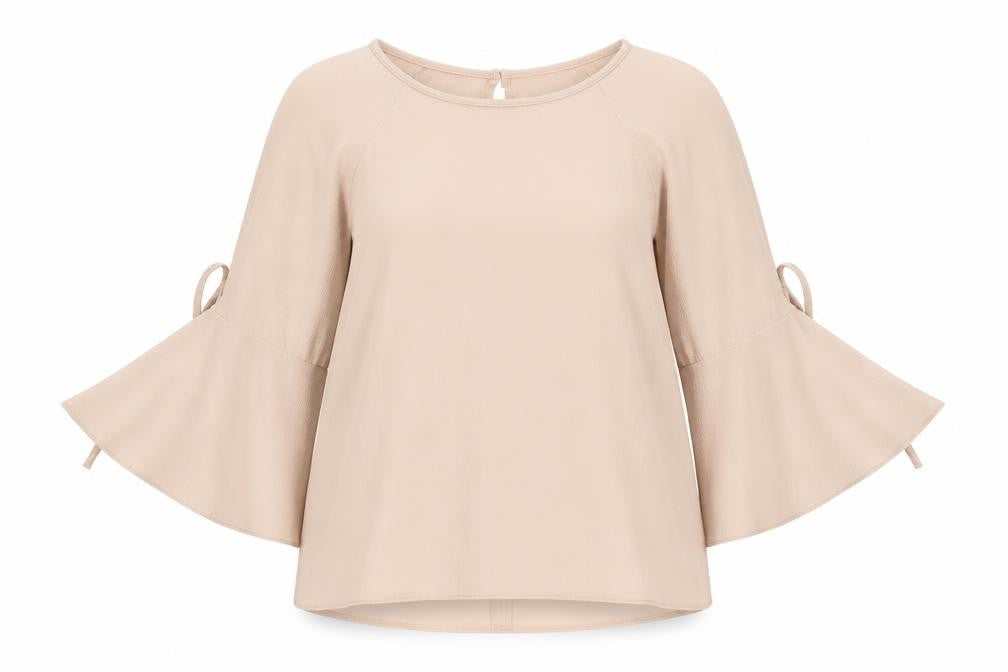 Front view of Peacocks women’s pink polyester basic blouse, size UK 8, round neck