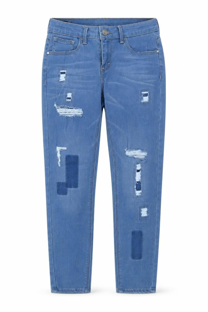 RRJ Womens Blue Cotton Straight Jeans Size 27 in L24 in Regular Button