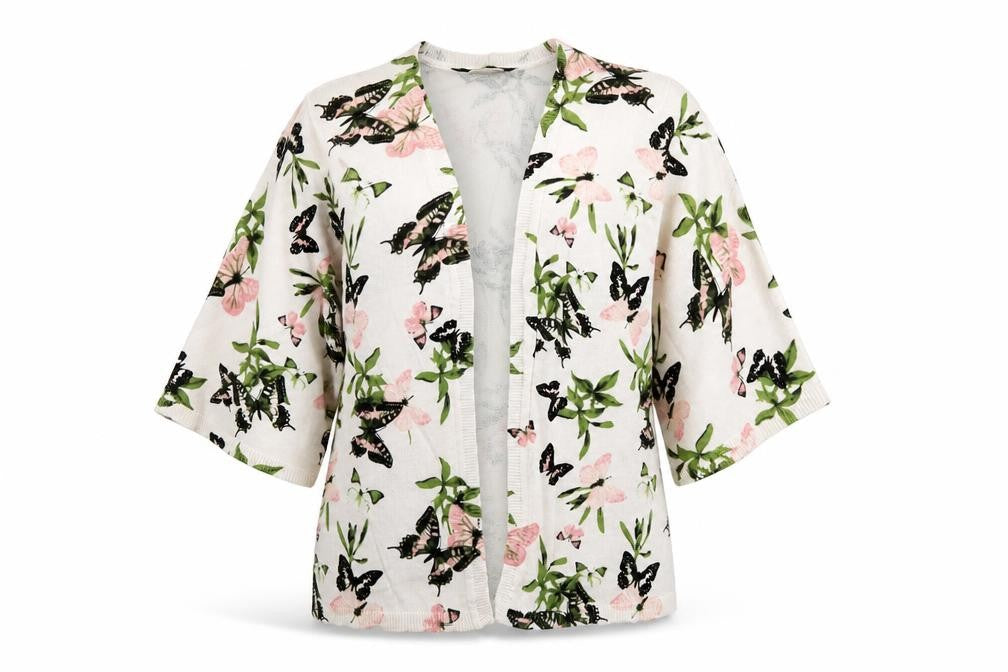 Dorothy Perkins Womens Pink V-Neck Floral Cotton Cardigan Jumper Size 8