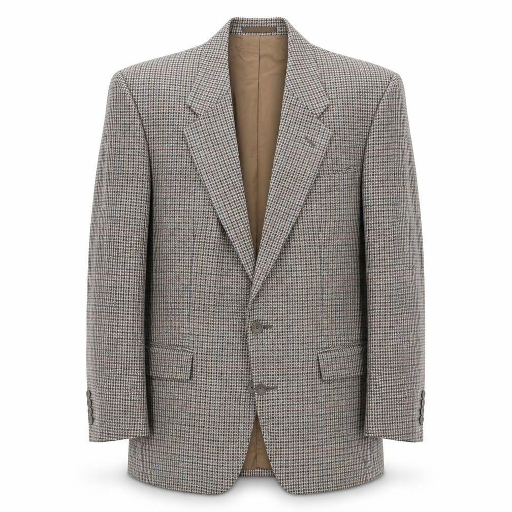 Front view of Classics men’s brown geometric wool jacket blazer, size 40, regular