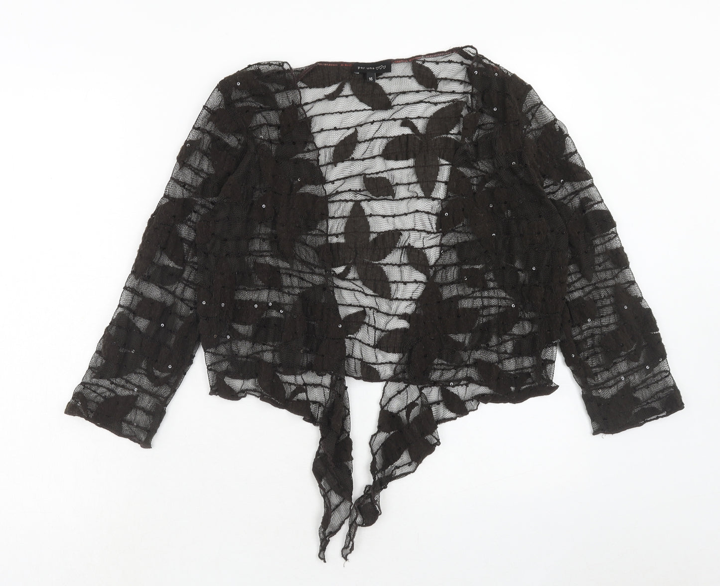 Per Una Womens Green Geometric Polyester Wrap Blouse Size 16 V-Neck - Sheer