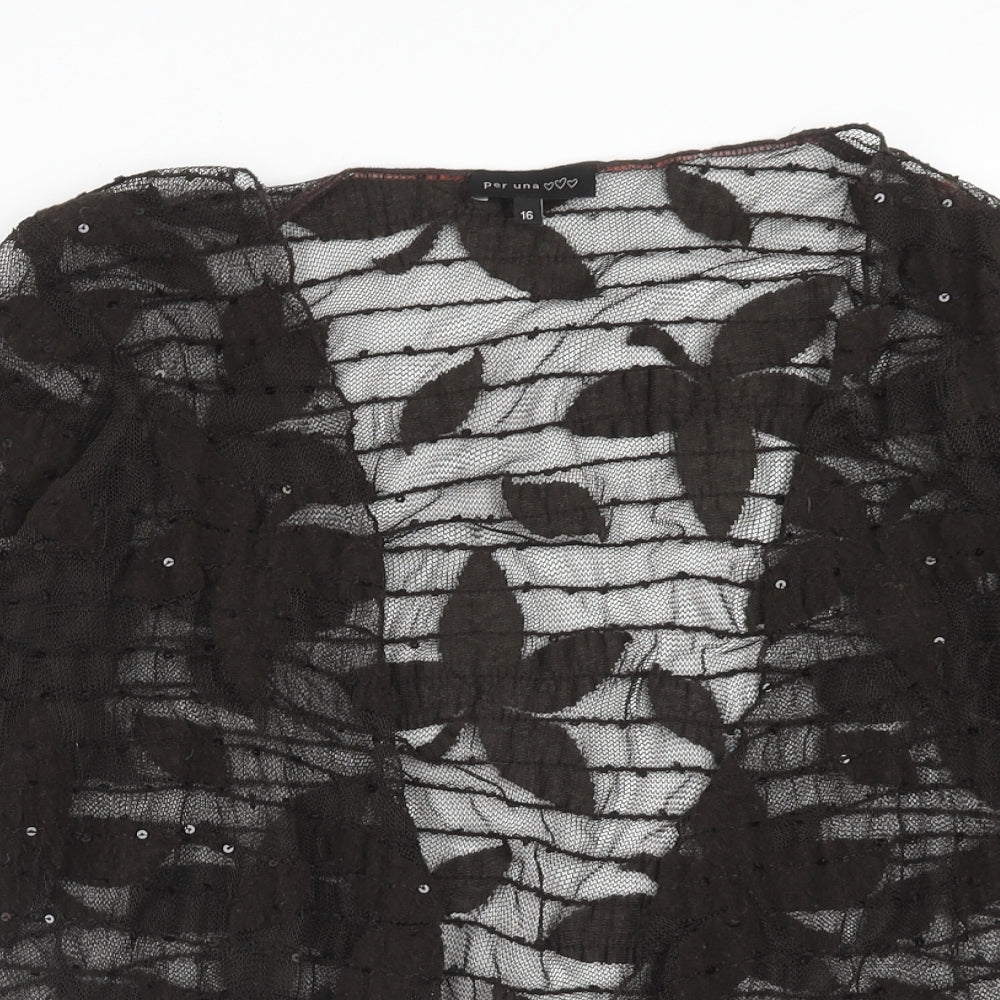 Per Una Womens Green Geometric Polyester Wrap Blouse Size 16 V-Neck - Sheer