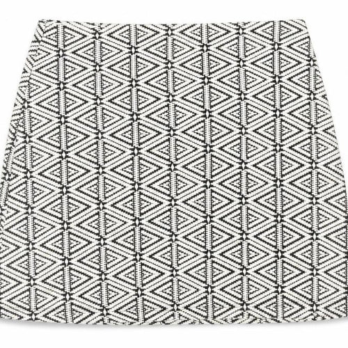 Topshop Womens White Geometric Cotton A-Line Skirt Size 10 Zip