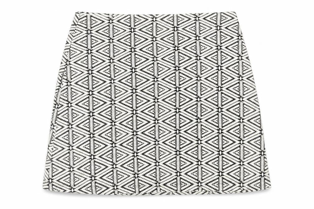 Topshop Womens White Geometric Cotton A-Line Skirt Size 10 Zip
