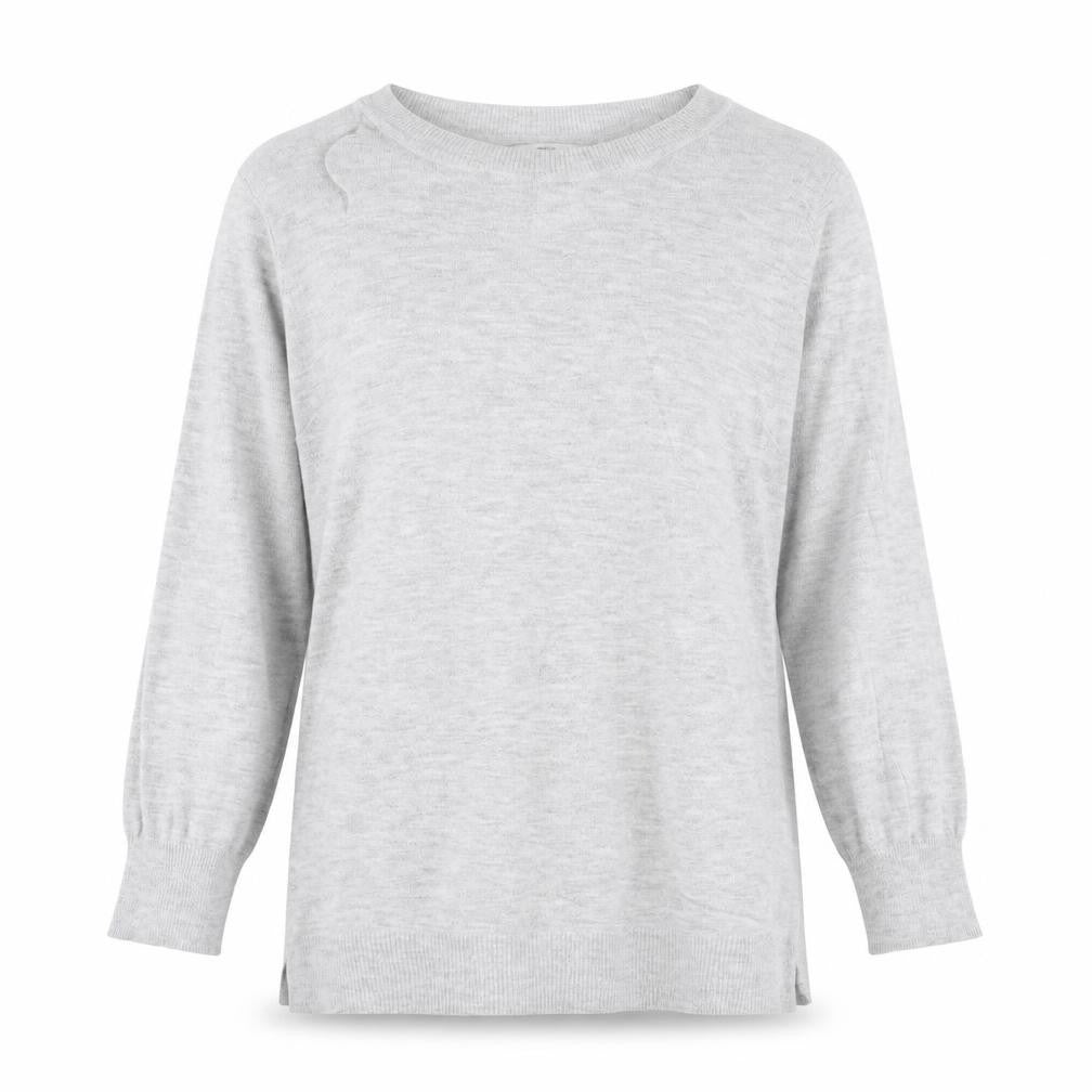 Front view of Next women’s grey boat neck cotton jumper, size UK 12