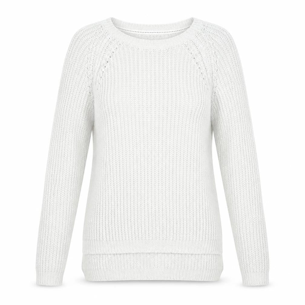 Front view of Papaya women’s grey boat neck acrylic jumper, size S