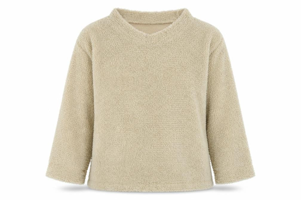 Front view of Simply Be women’s beige polyester pullover sweatshirt, size UK 14, pullover