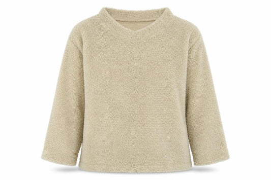 Front view of Simply Be women’s beige polyester pullover sweatshirt, size UK 14, pullover