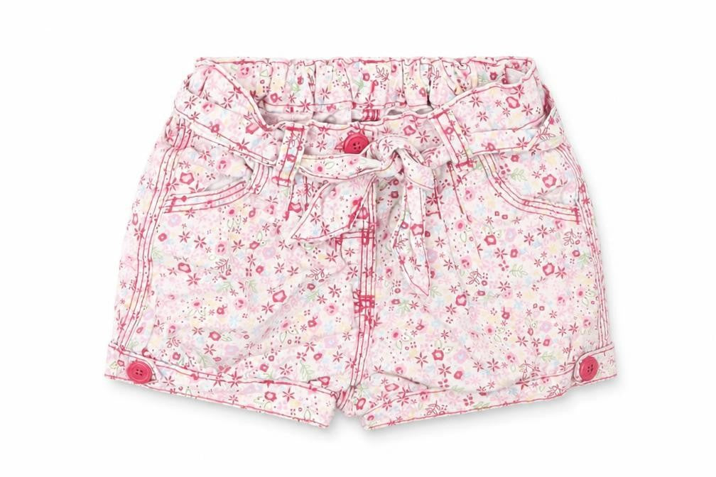 Matalan Girls Pink Geometric Cotton Cropped Trousers Size 9 Months Button