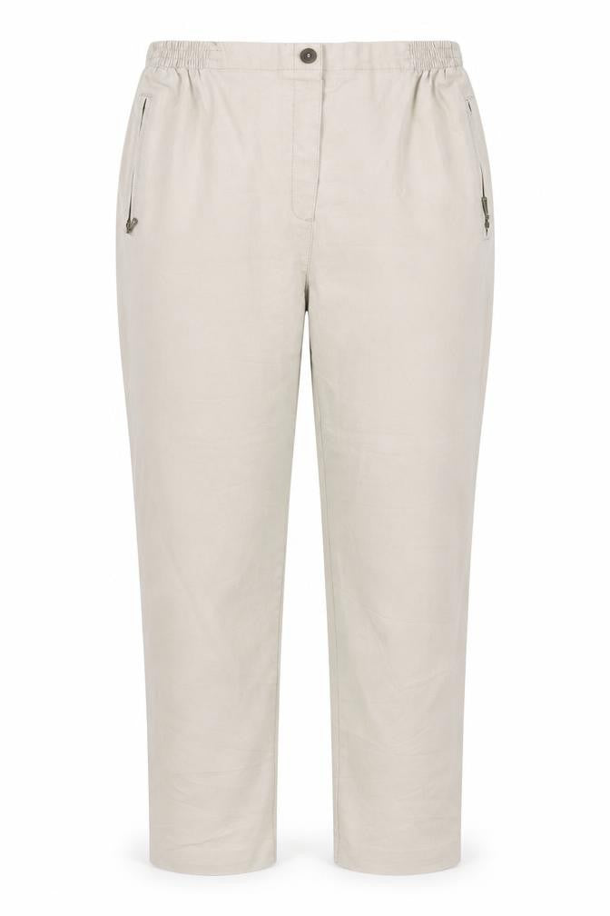 Alica Womens Beige Cotton Trousers Size 30 in Regular Button