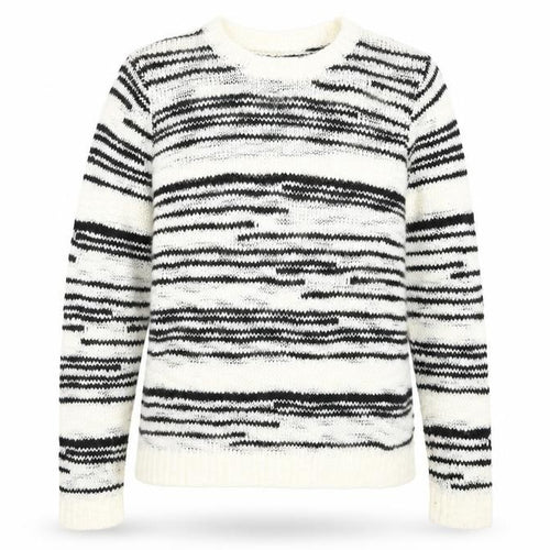 PAPAYA Womens White Round Neck Striped Acrylic Pullover Jumper Size L