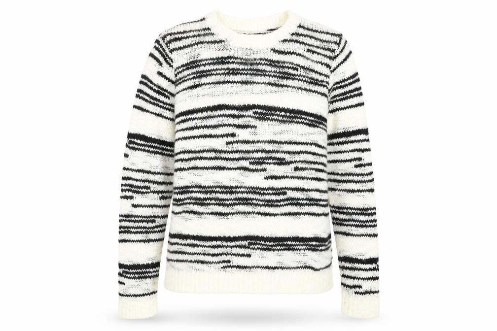 PAPAYA Womens White Round Neck Striped Acrylic Pullover Jumper Size L