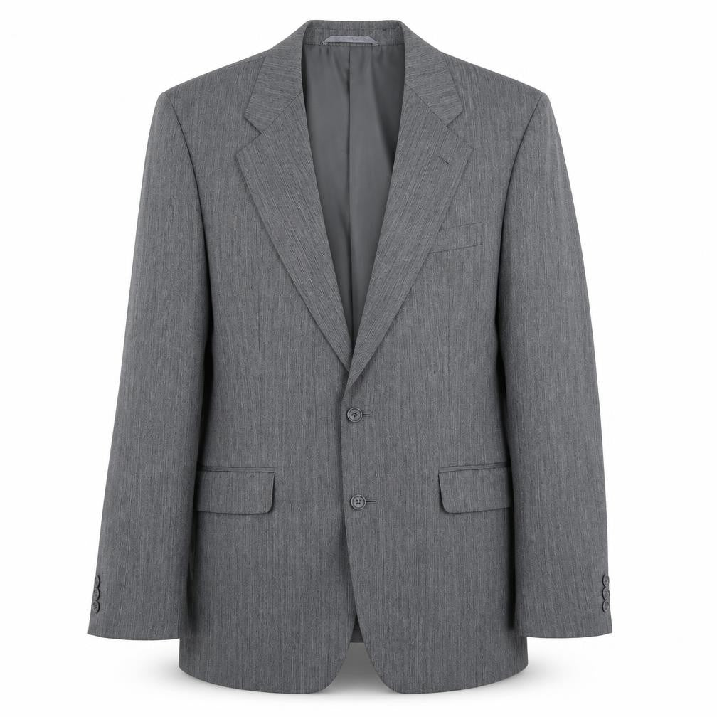 Front view of SCOTT men’s grey striped wool jacket suit jacket, size 40, regular