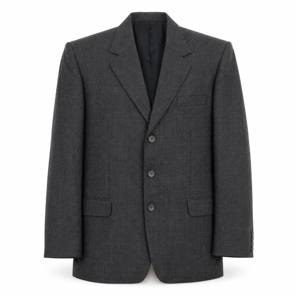 Front view of n.u.k men’s grey check polyester jacket suit jacket, size 36, regular
