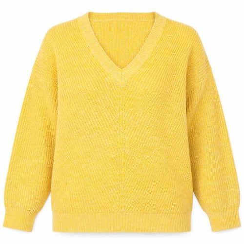 JD Wiliams Womens Yellow V-Neck Acrylic Pullover Jumper Size M - Size 18-22