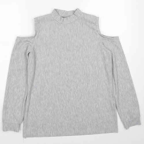 Very Womens Grey Polyester Pullover Sweatshirt Size 12 - Cold Shoulder