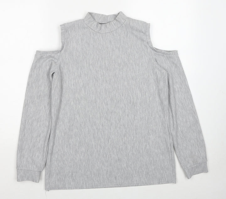 Very Womens Grey Polyester Pullover Sweatshirt Size 12 - Cold Shoulder