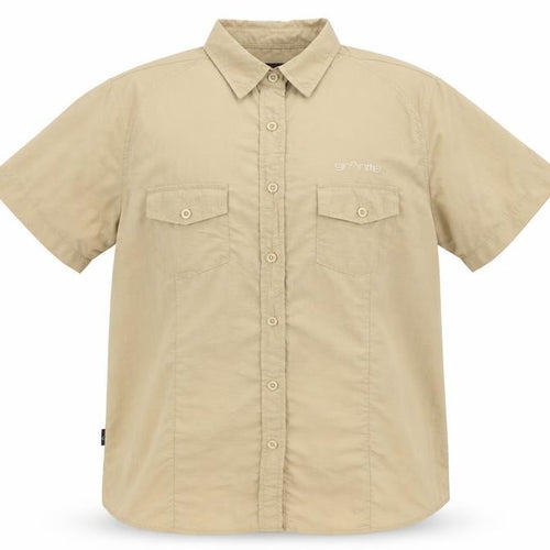 Granite Womens Beige Polyester Basic Button-Up Size 12 Collared