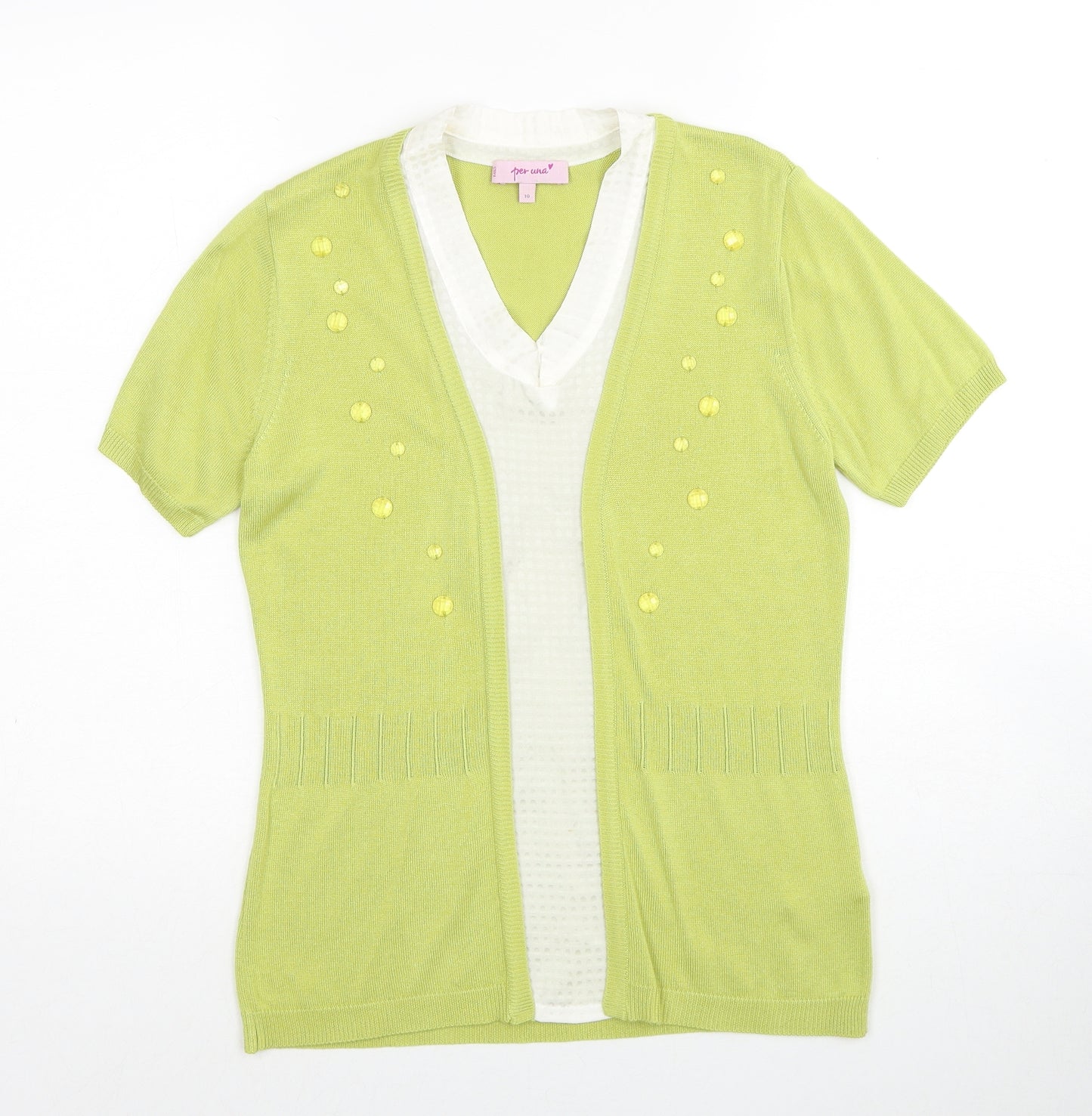Per Una Womens Green V-Neck Acrylic Pullover Jumper Size 10 Pullover