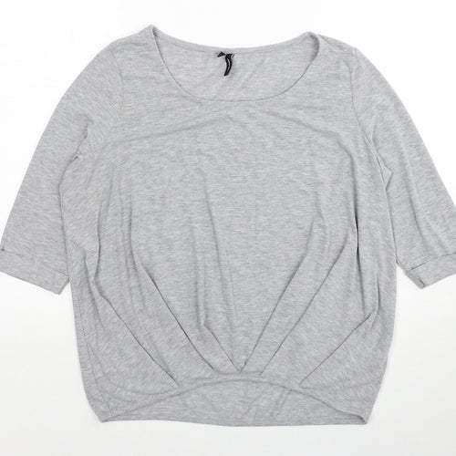 VERO MODA Womens Grey Polyester Basic T-Shirt Size S Scoop Neck
