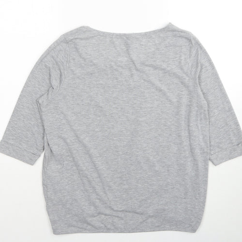 VERO MODA Womens Grey Polyester Basic T-Shirt Size S Scoop Neck